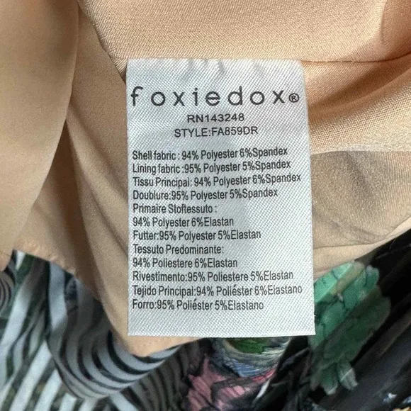Foxiedox Womens Flora One Shoulder Midi Dress‎ Size 4 Multi Floral Striped NWT