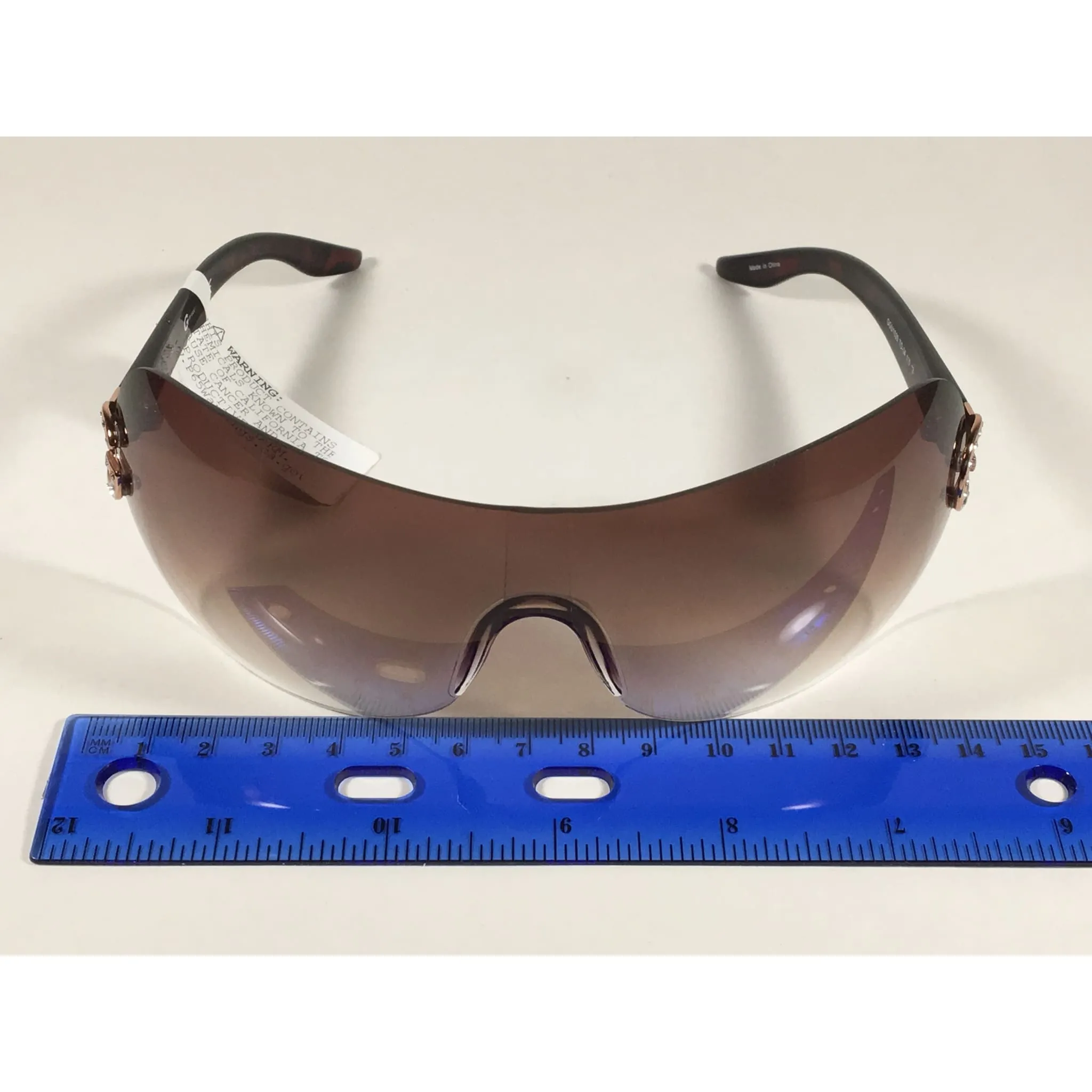 G By Guess Shield Sunglasses Brown Tortoise Gradient Lens Rhinestone Temples GGU1020 TO-34