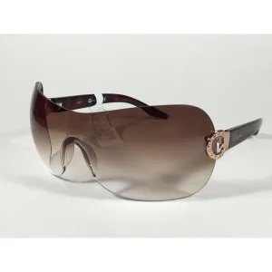 G By Guess Shield Sunglasses Brown Tortoise Gradient Lens Rhinestone Temples GGU1020 TO-34