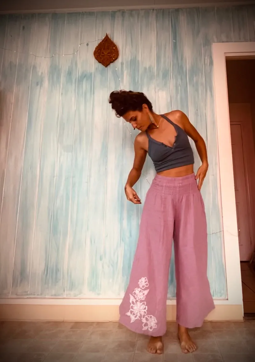 Gardenia Block Print Flowy Pants