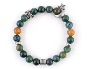 Gemini zodiac sign bracelet with natural Indian agate beads