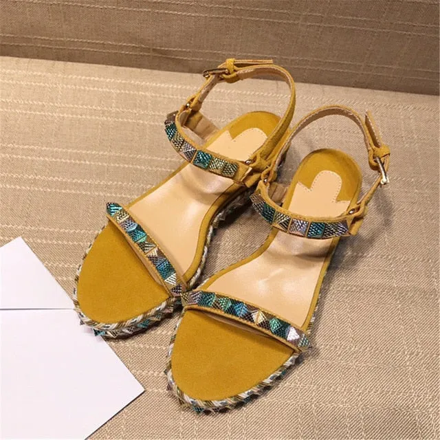 Genuine Leather Women's Sandals Luxury Brand Designer Fashion Soft Light Rivet Sweet Women's Shoes Multi-coloured Ladies Shoes
