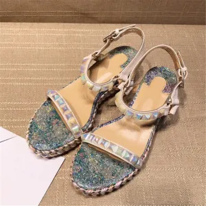 Genuine Leather Women's Sandals Luxury Brand Designer Fashion Soft Light Rivet Sweet Women's Shoes Multi-coloured Ladies Shoes