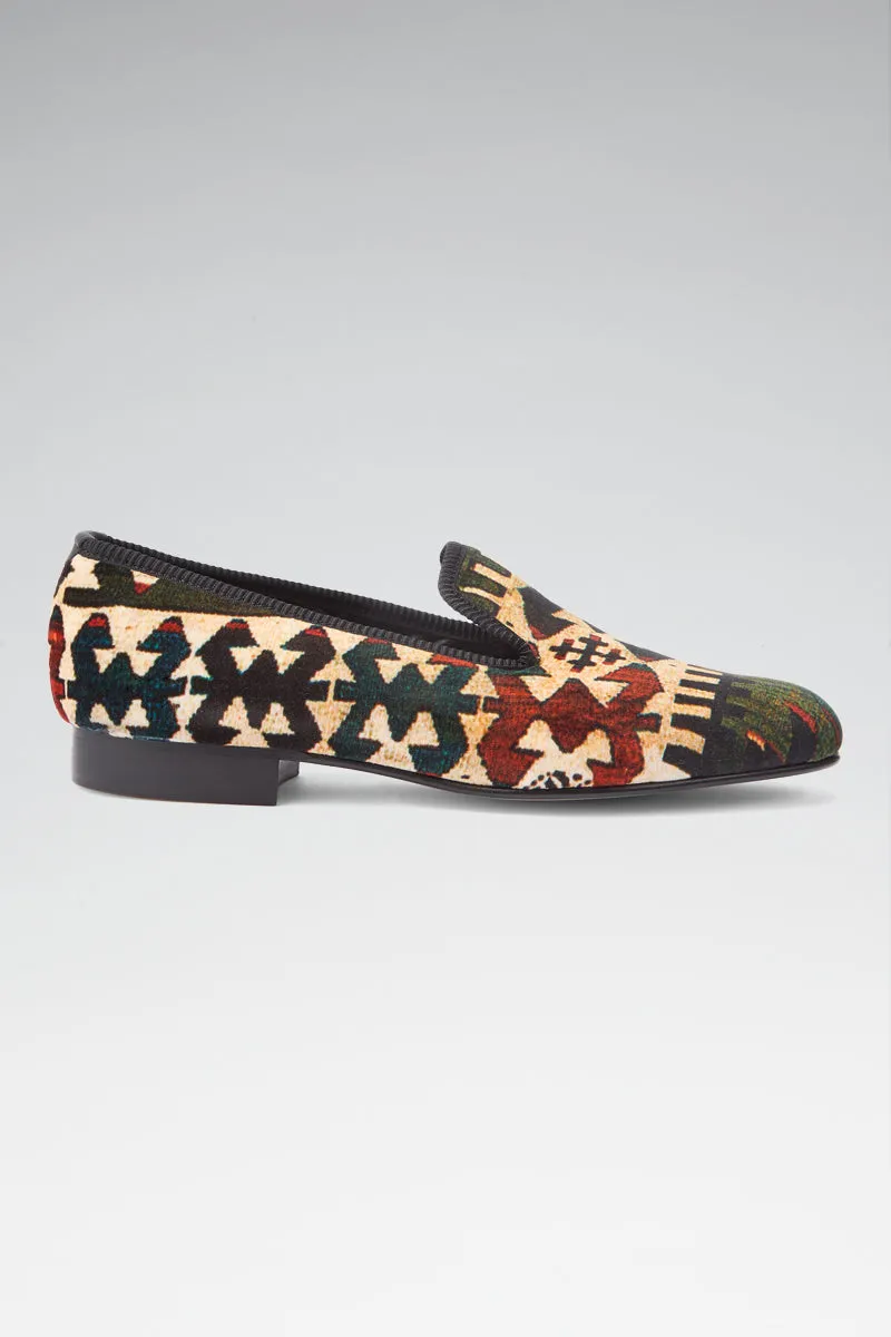 Geometric Print Velvet Slippers