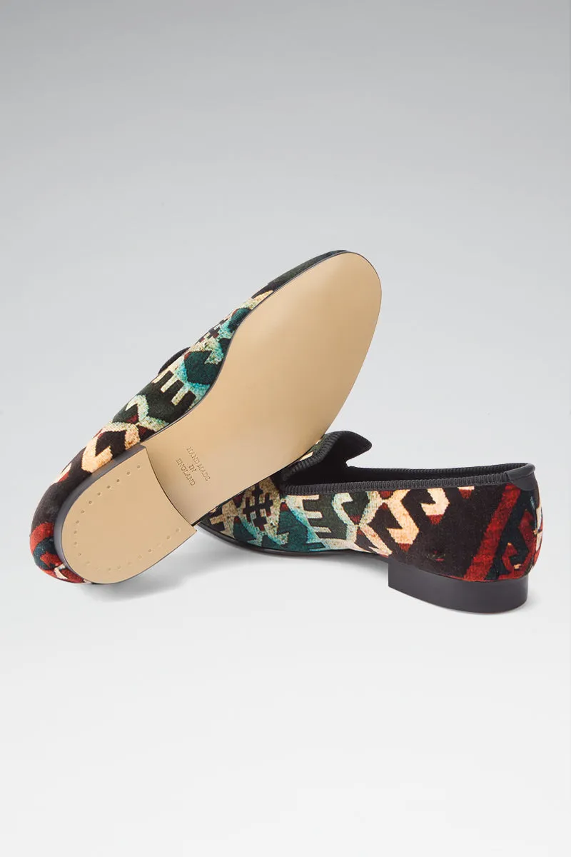 Geometric Print Velvet Slippers