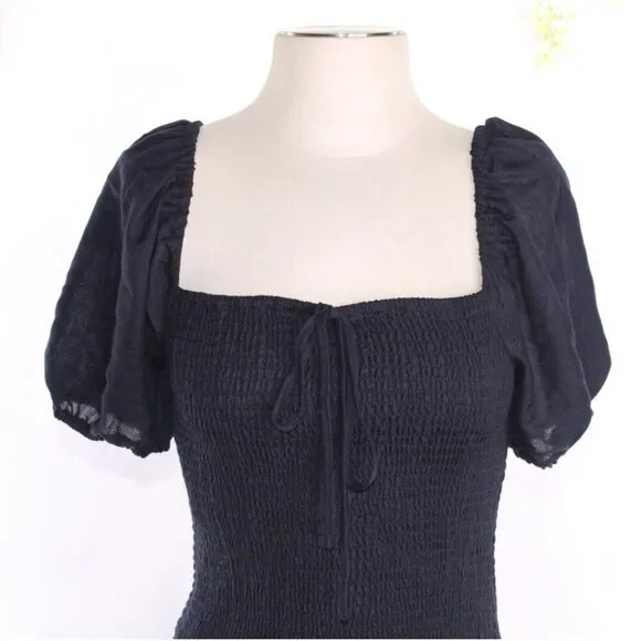 Gianni Bini Little Black  Dress Women's Lace Navy Blue Ruffle Size L NEW