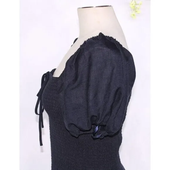 Gianni Bini Little Black  Dress Women's Lace Navy Blue Ruffle Size L NEW