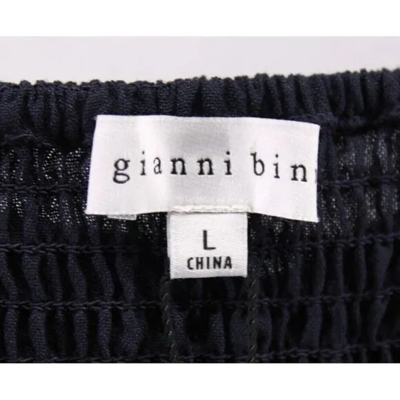 Gianni Bini Little Black  Dress Women's Lace Navy Blue Ruffle Size L NEW