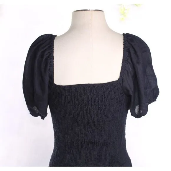 Gianni Bini Little Black  Dress Women's Lace Navy Blue Ruffle Size L NEW