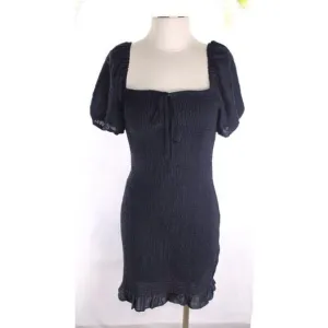 Gianni Bini Little Black  Dress Women's Lace Navy Blue Ruffle Size L NEW