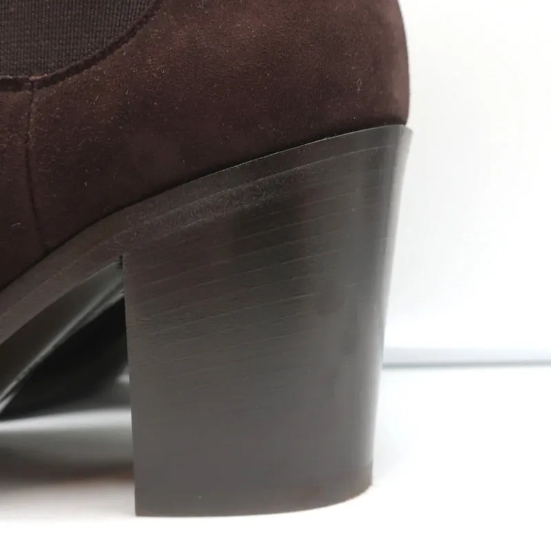 Gianvito Rossi Romney Chelsea Boots Dark Brown Suede Size 38.5 Pointed Toe