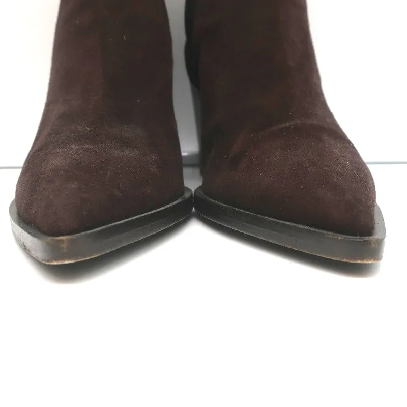 Gianvito Rossi Romney Chelsea Boots Dark Brown Suede Size 38.5 Pointed Toe