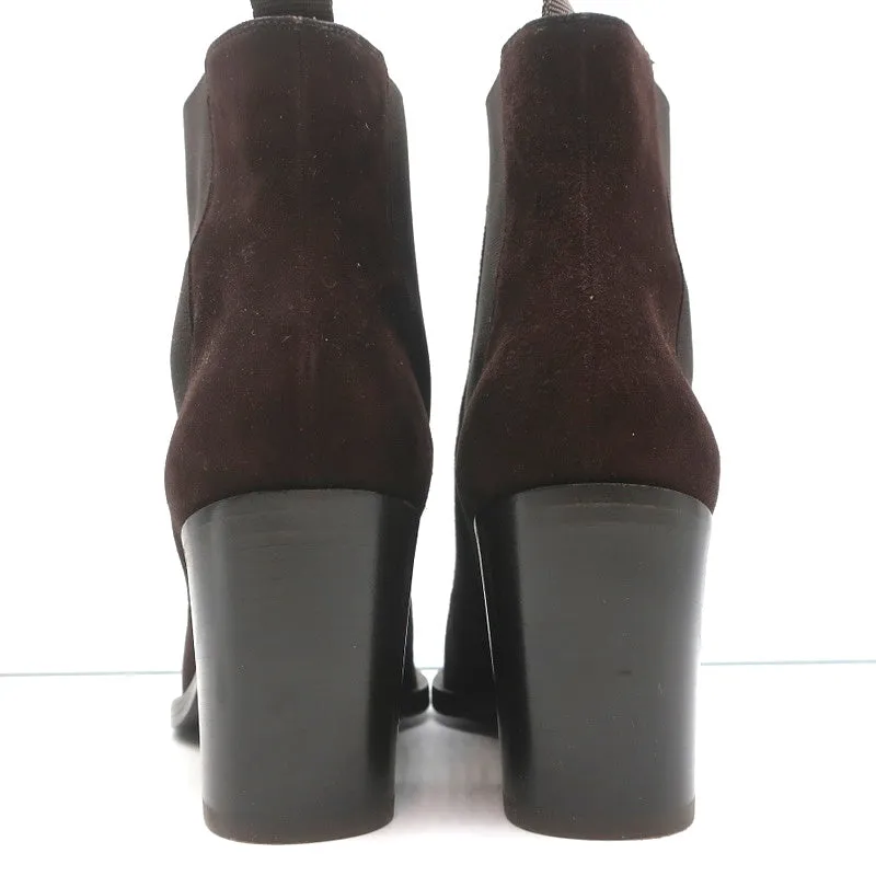 Gianvito Rossi Romney Chelsea Boots Dark Brown Suede Size 38.5 Pointed Toe
