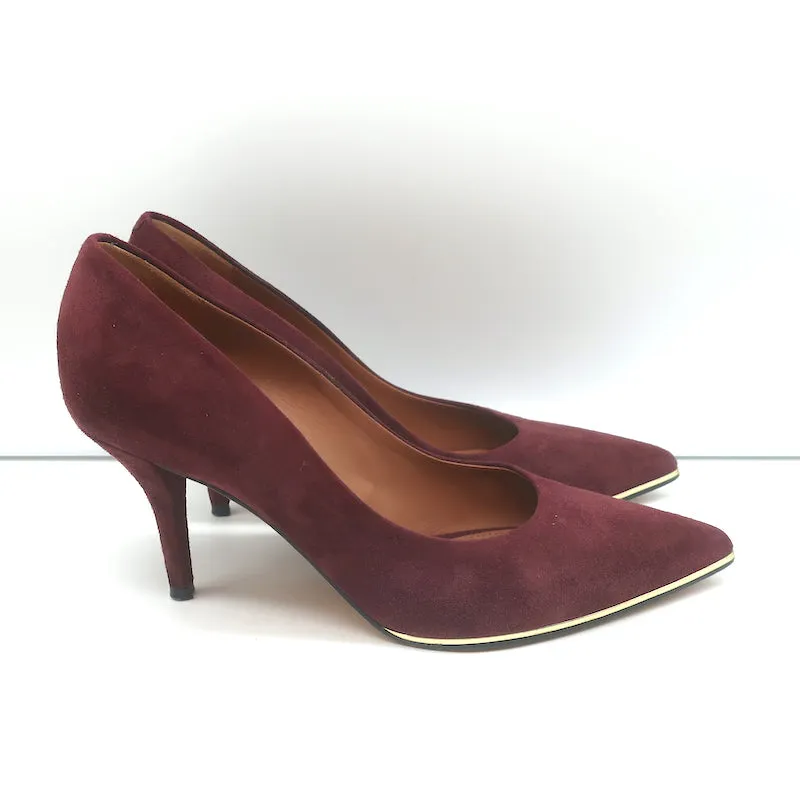 Givenchy Pumps Burgundy Suede Size 38.5 Pointed Toe Heels