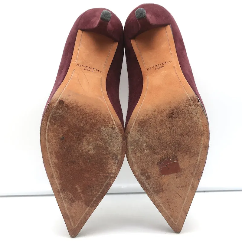 Givenchy Pumps Burgundy Suede Size 38.5 Pointed Toe Heels