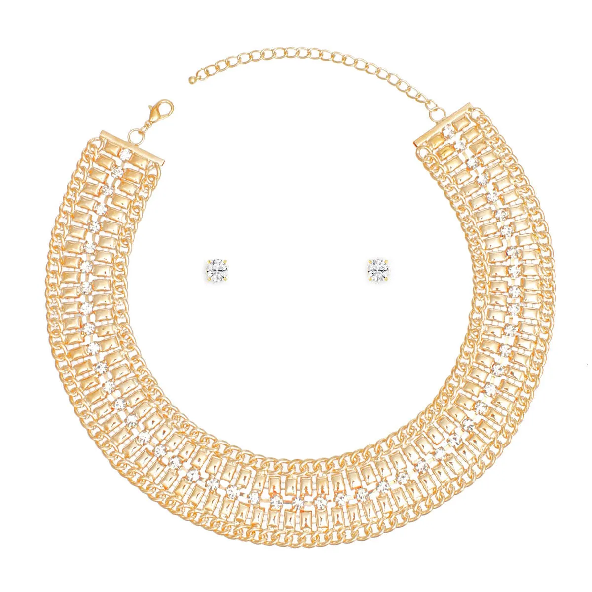 Gold Multi Link Rhinestone Collar