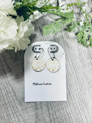 Gold Polka Dot Wooden Earrings