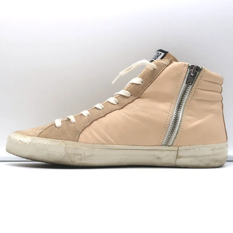 Golden Goose Slide High Top Sneakers Blush Leather & Suede Size 41
