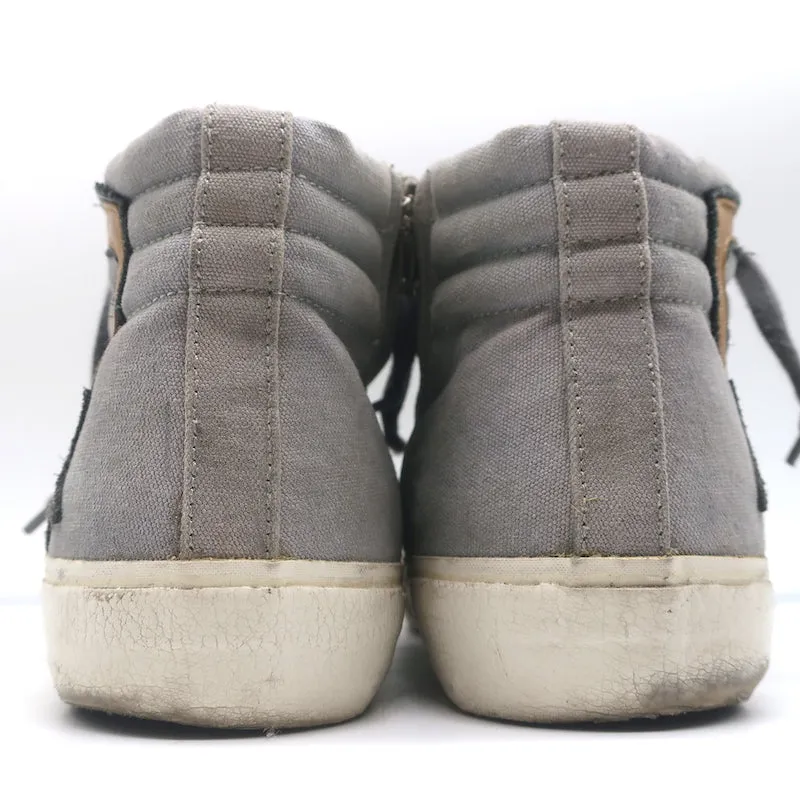 Golden Goose Slide High Top Sneakers Gray Canvas & Blue Suede Size 38