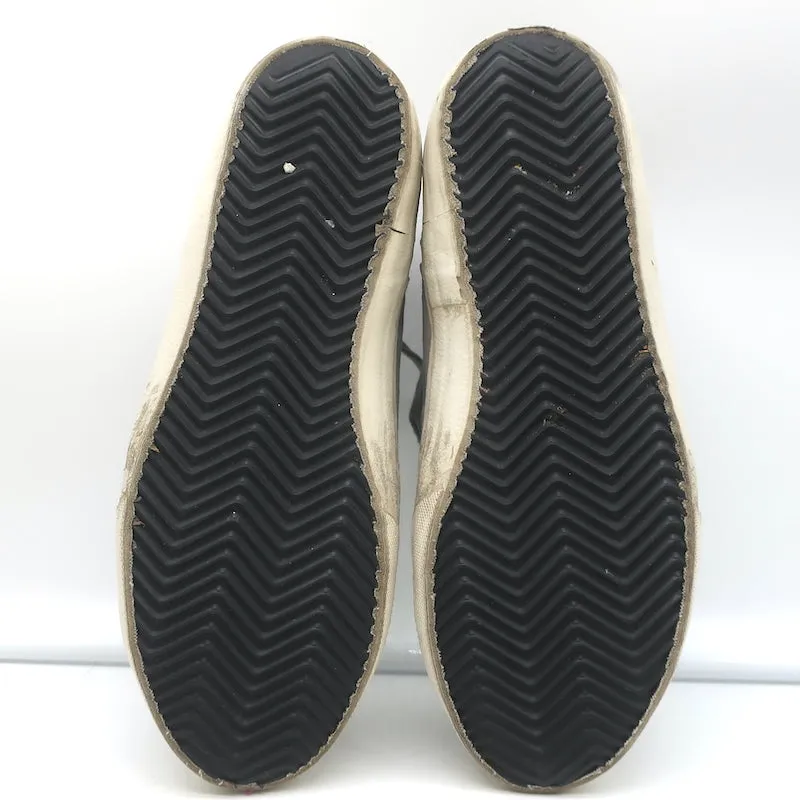 Golden Goose Slide High Top Sneakers Gray Canvas & Blue Suede Size 38