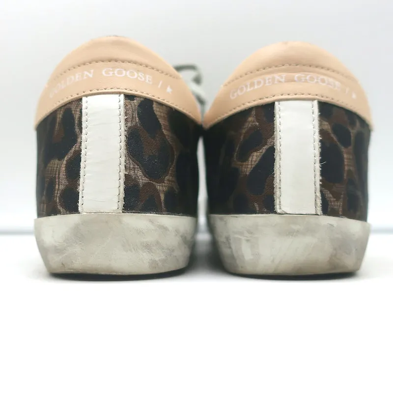 Golden Goose Superstar Sneakers Brown Leopard Jacquard & Gray Suede Size 36