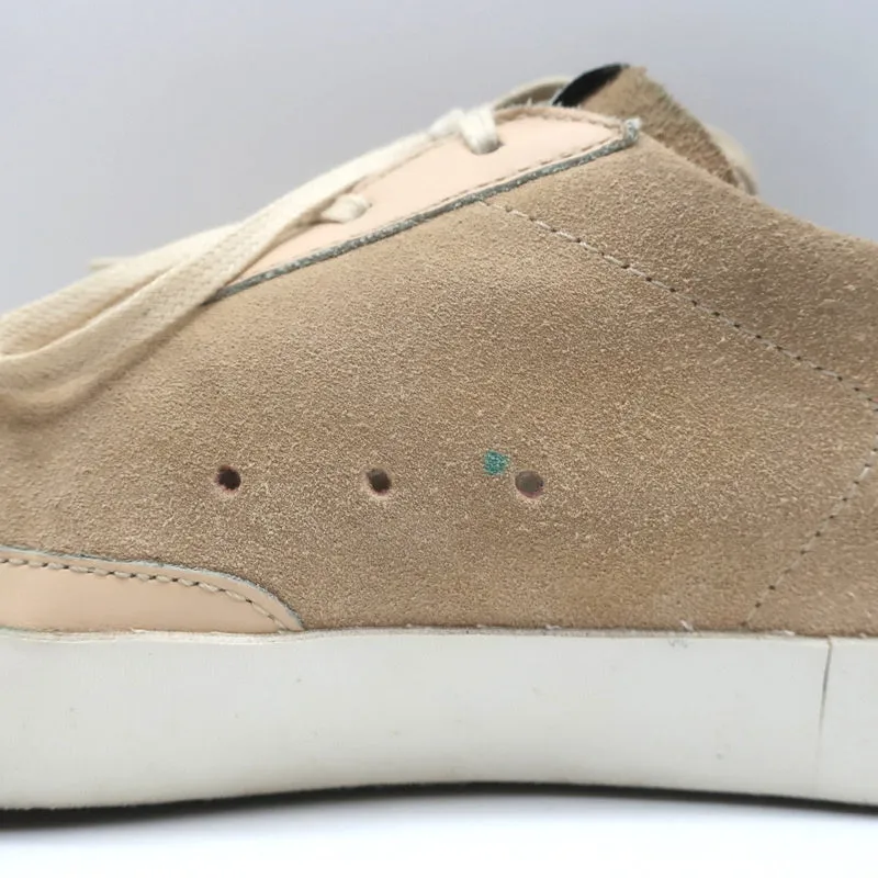 Golden Goose Superstar Sneakers Nude Suede & Gold Metallic Leather Size 37