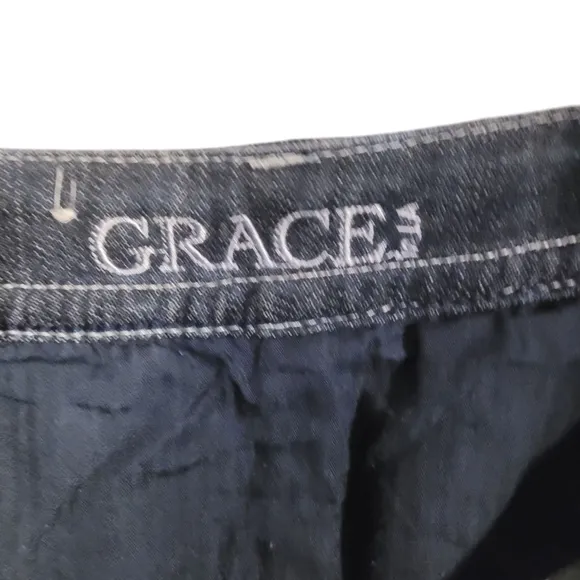 Grace in LA Women Jeans 29 Western Rhinestone High End Slight Flare