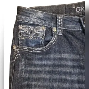Grace in LA Women Jeans 29 Western Rhinestone High End Slight Flare