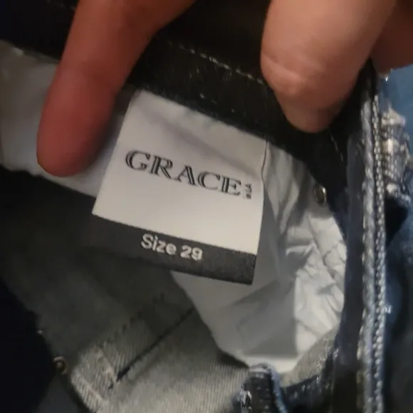 Grace in LA Women Jeans 29 Western Rhinestone High End Slight Flare