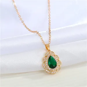 Green Crystal & Clear Cubic Zirconia Hola Pendant Necklace