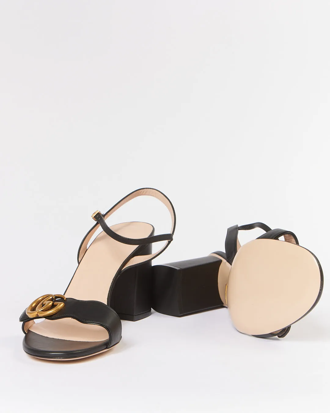 Gucci Black Marmont GG Sandal Block Heels - 41