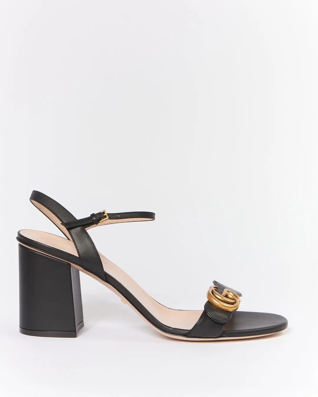 Gucci Black Marmont GG Sandal Block Heels - 41