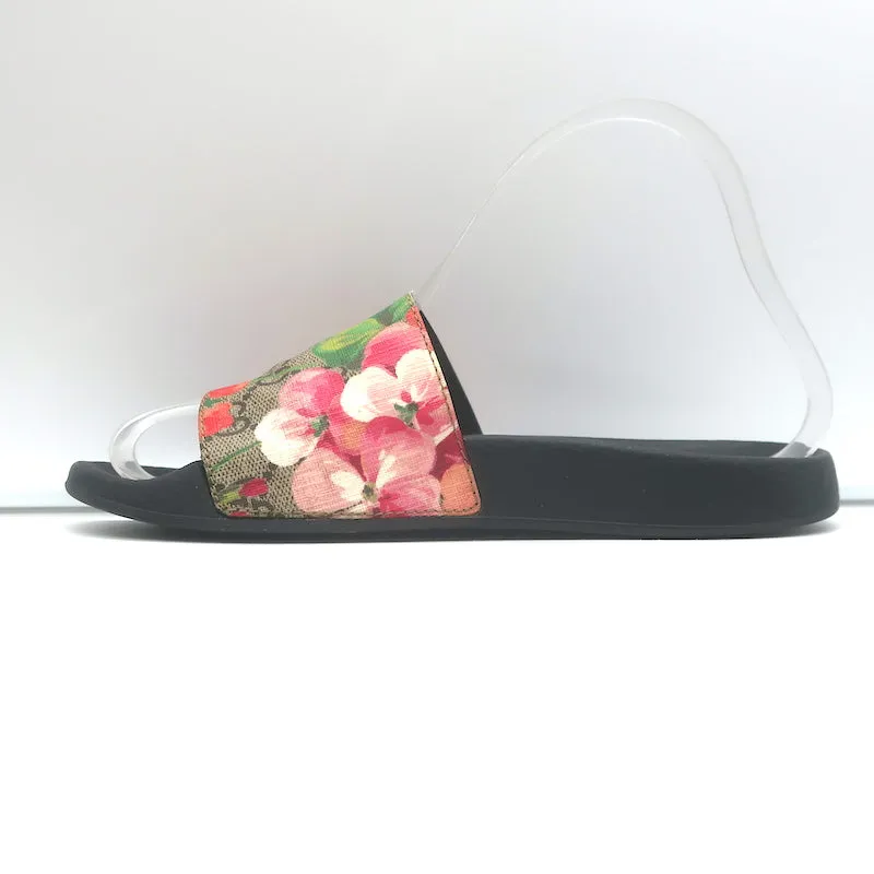 Gucci GG Supreme Blooms Pursuit Pool Slide Sandals Coated Canvas Size 36