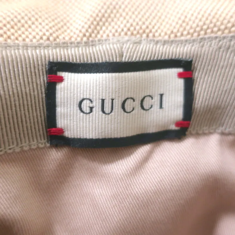 Gucci GG Web-Trimmed Bucket Hat Beige Canvas Size Medium