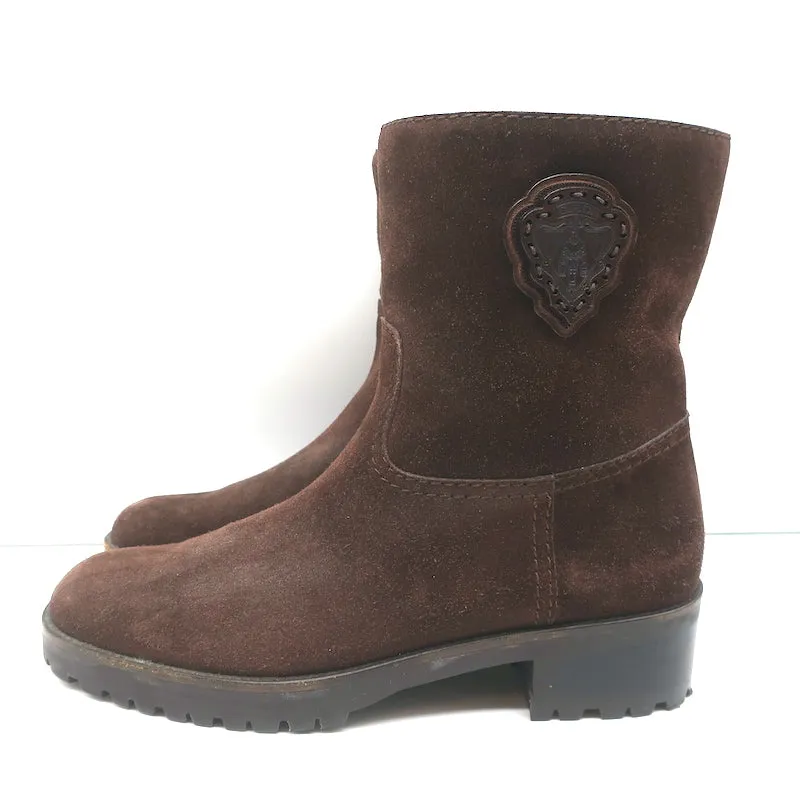 Gucci Shearling Ankle Boots Dark Brown Suede Size 40