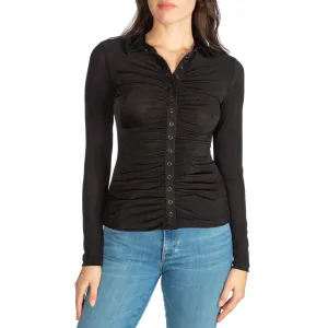 Guess Women's LS Shirred Snap Milana Top