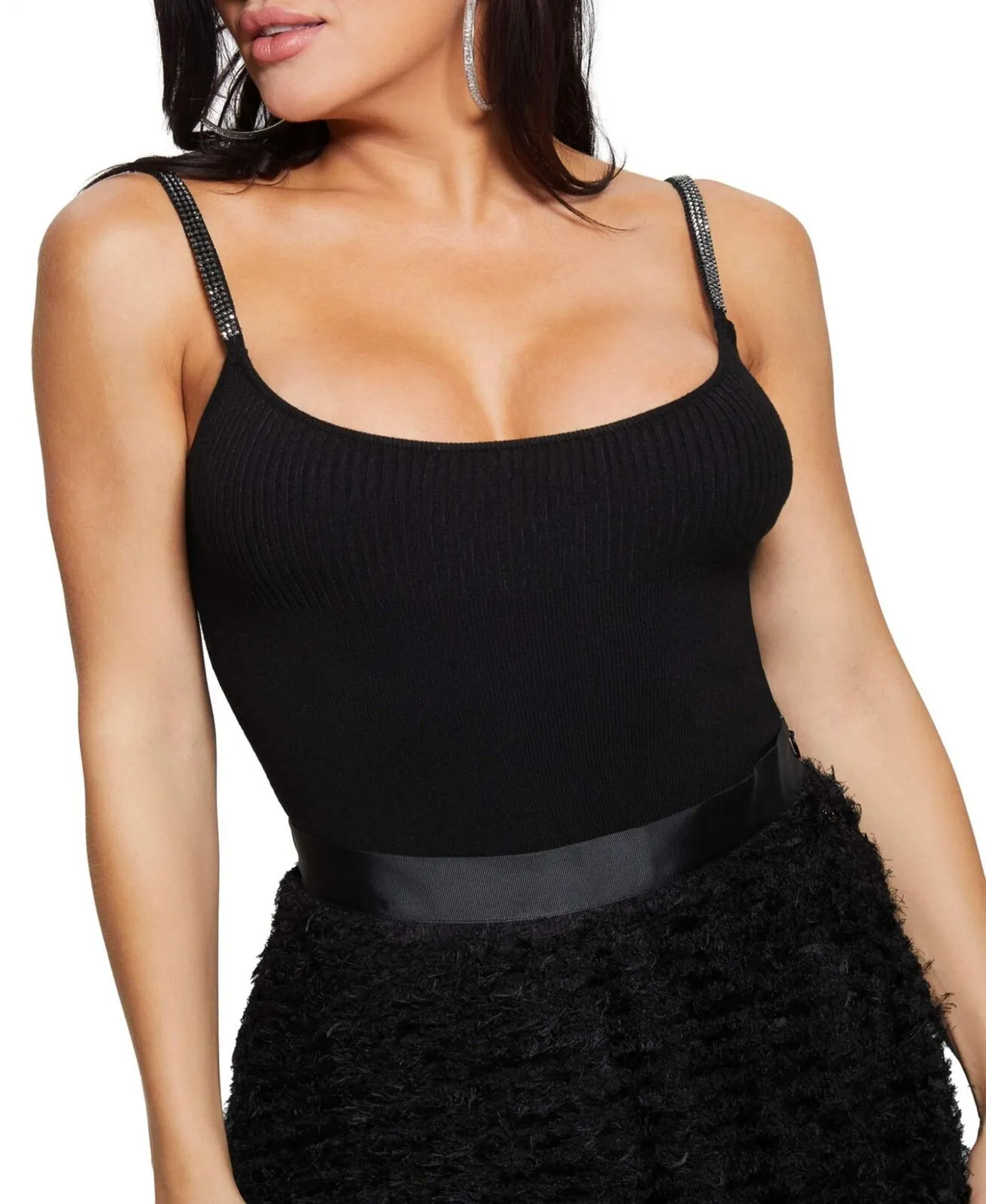 Guess Women's Nevia Solid Rhinestone-Strap Bodysuit W3RR04Z2YK2