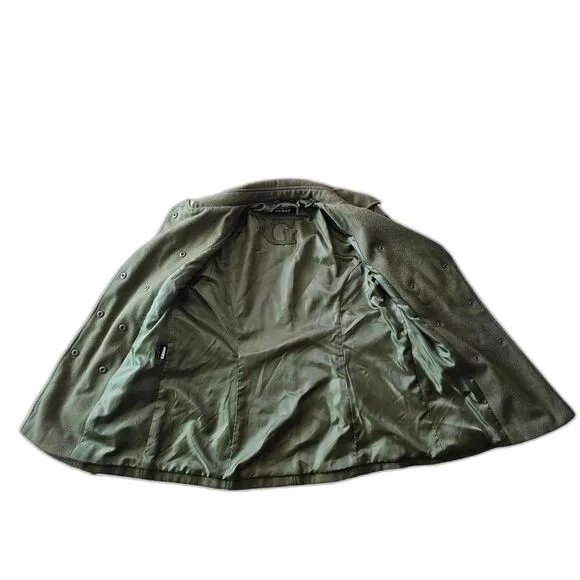 Guess Wool Blend Double Breasted SnapClosure Lined Olive Green Peacoat NWOT Sz M