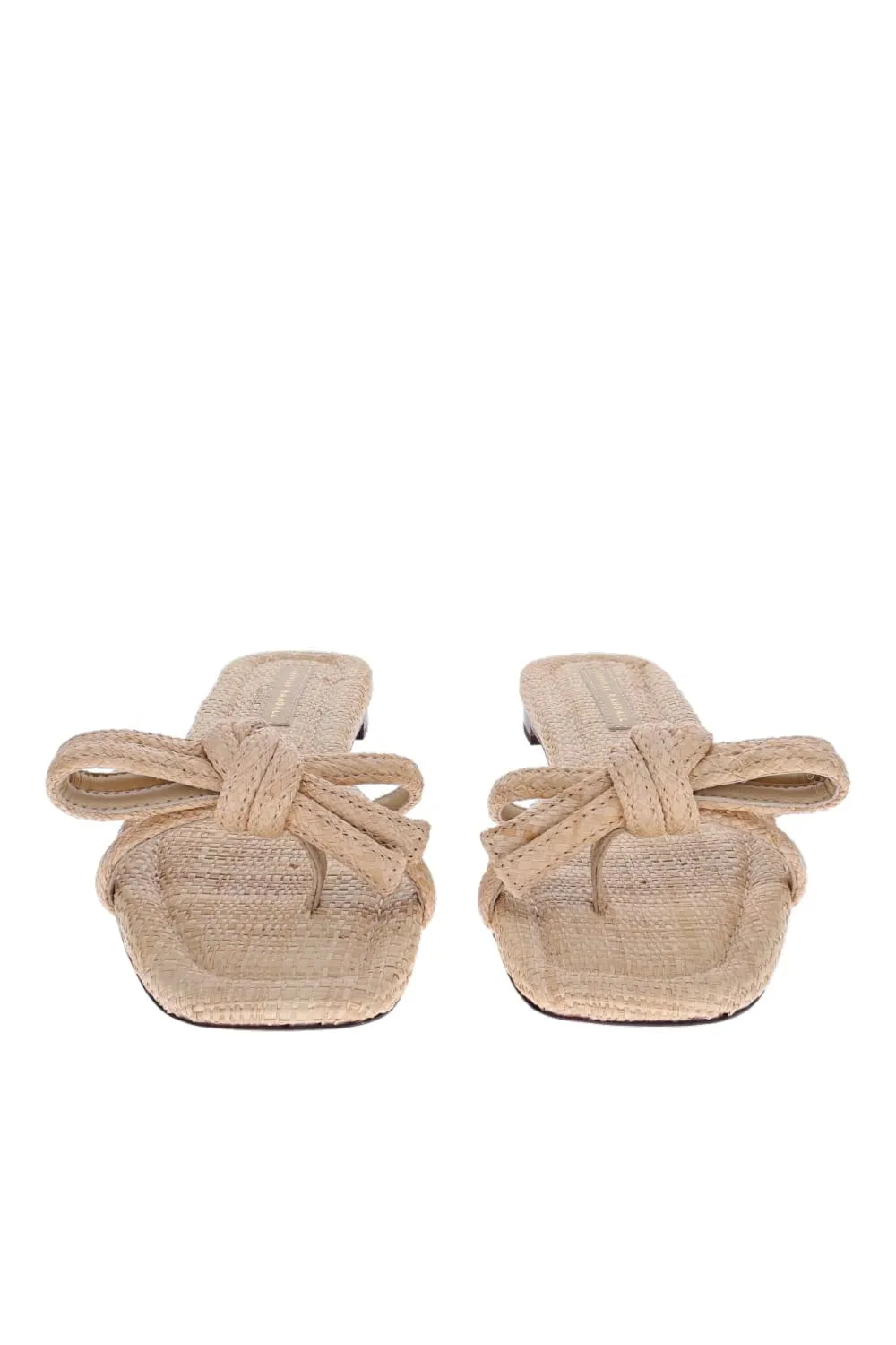 Hadley Natural Raffia Bow Flat Sandal