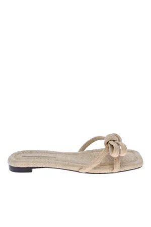 Hadley Natural Raffia Bow Flat Sandal