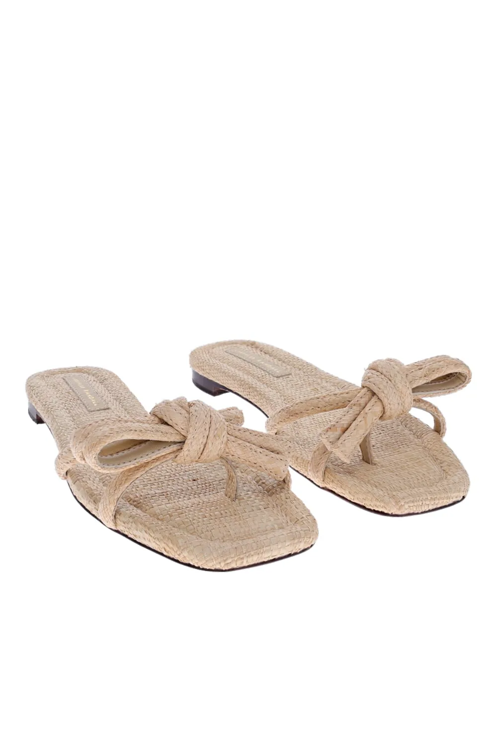 Hadley Natural Raffia Bow Flat Sandal