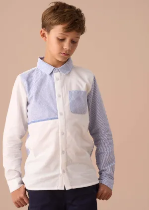 Hank Blue Textured Stripe Block Shirt