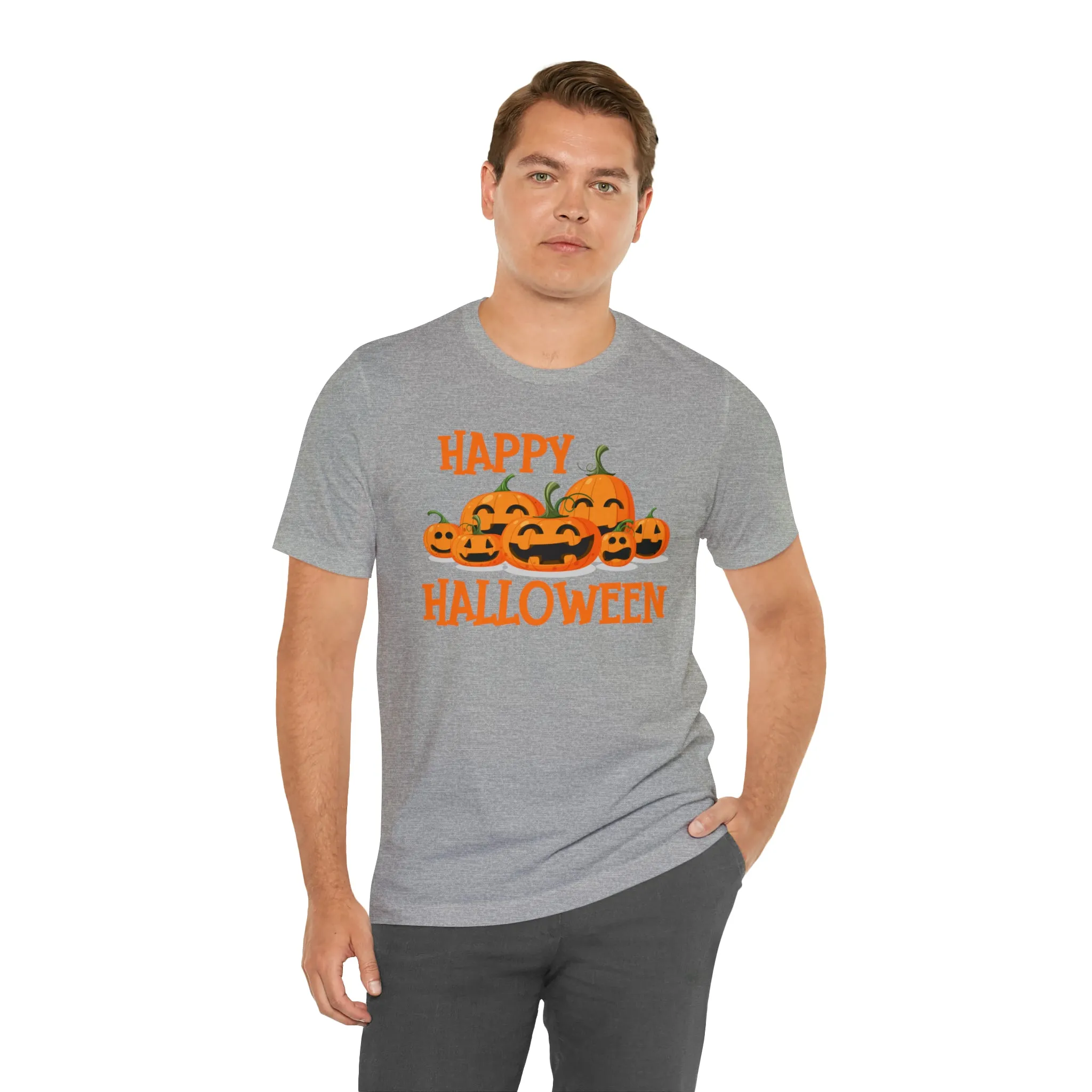 Happy Halloween Pumpkin T-Shirt | Jack-O-Lantern Tee |  Bella Canvas 3001Unisex | Funny Short Sleeve Tshirt
