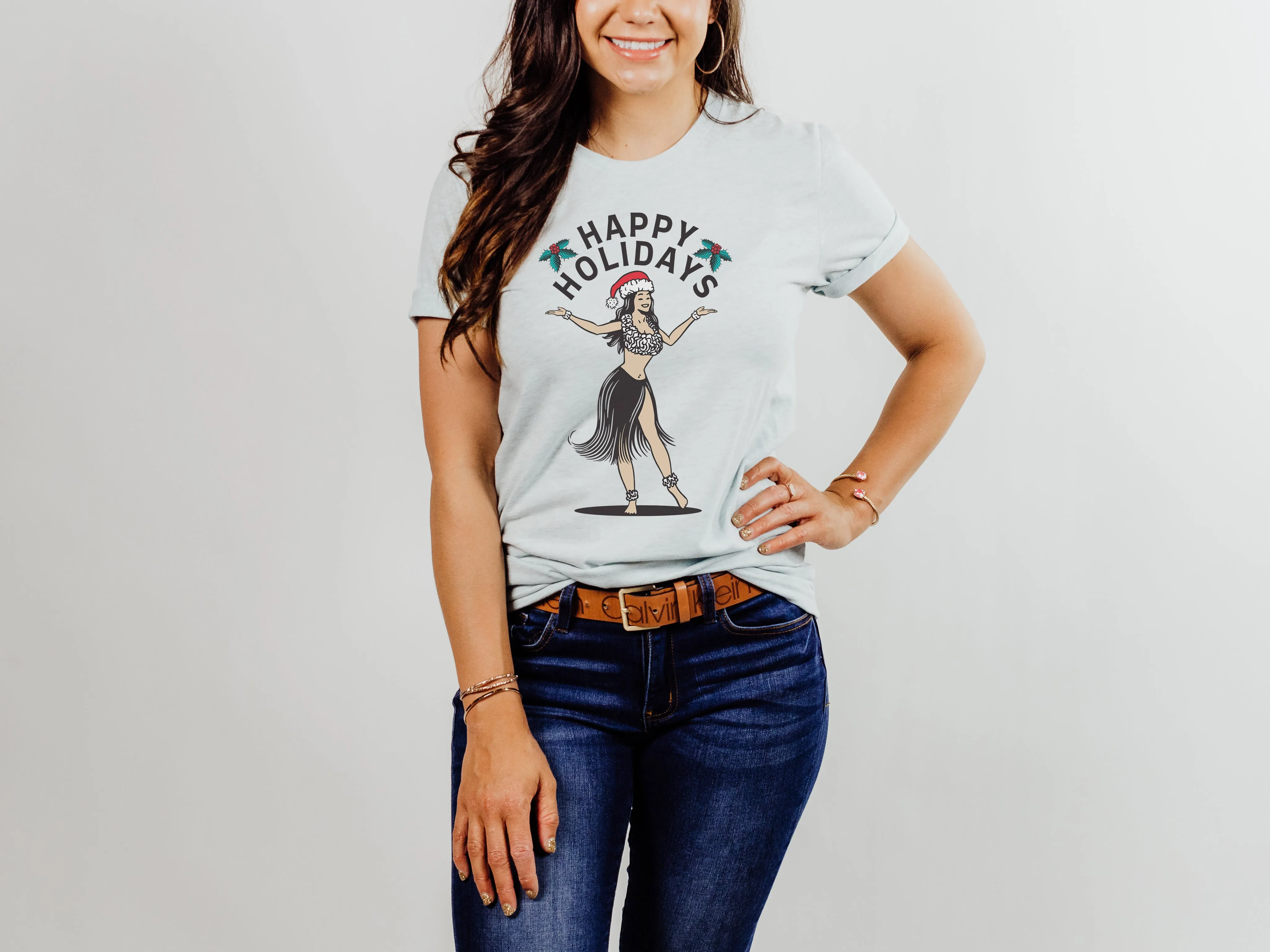 HAPPY HOLIDAYS HAWAIIAN DANCER TEE