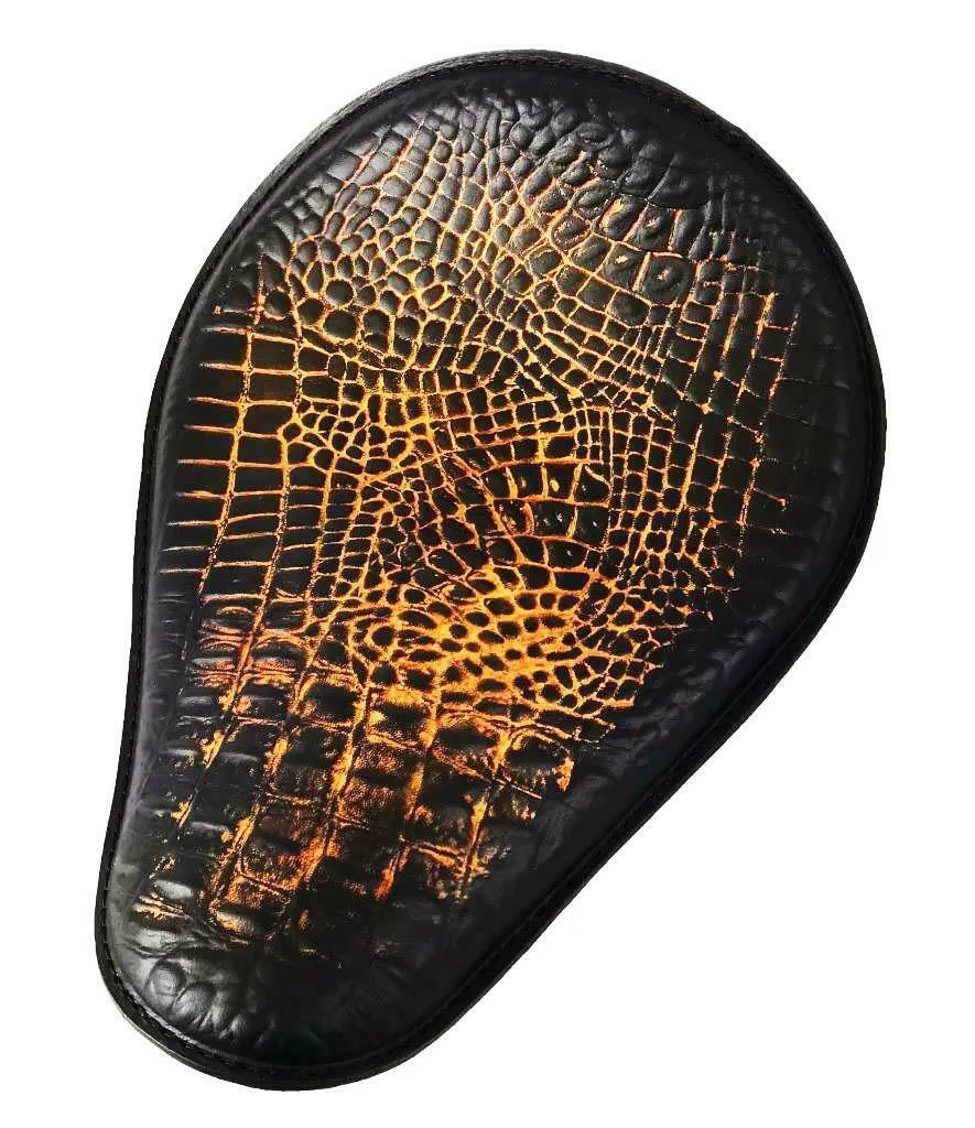 Harley Sportster Spring Seat Chopper Bobber11"x14" Ant Brn Random gator Leather