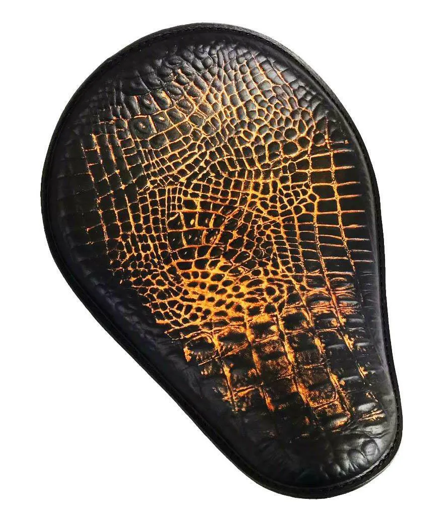 Harley Sportster Spring Seat Chopper Bobber11"x14" Ant Brn Random gator Leather