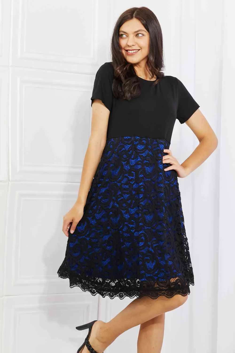 Hazel Blues® |  Yelete Contrasting Lace Midi Dress