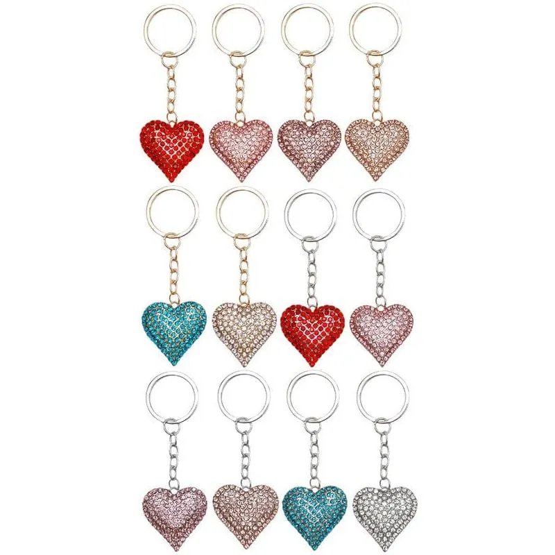Heart Bling Rhinestone Embellished Metal Key Chain