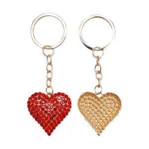 Heart Bling Rhinestone Embellished Metal Key Chain