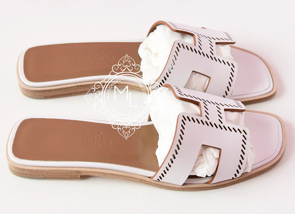 Hermes Womens Perforated White Oran Sandal Slipper 36 Shoes